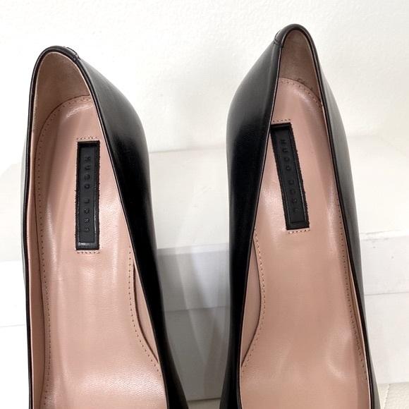 HUGO BOSS DAYLA BLACK LEATHER PUMP S SZ 8 - Picture 5 of 7